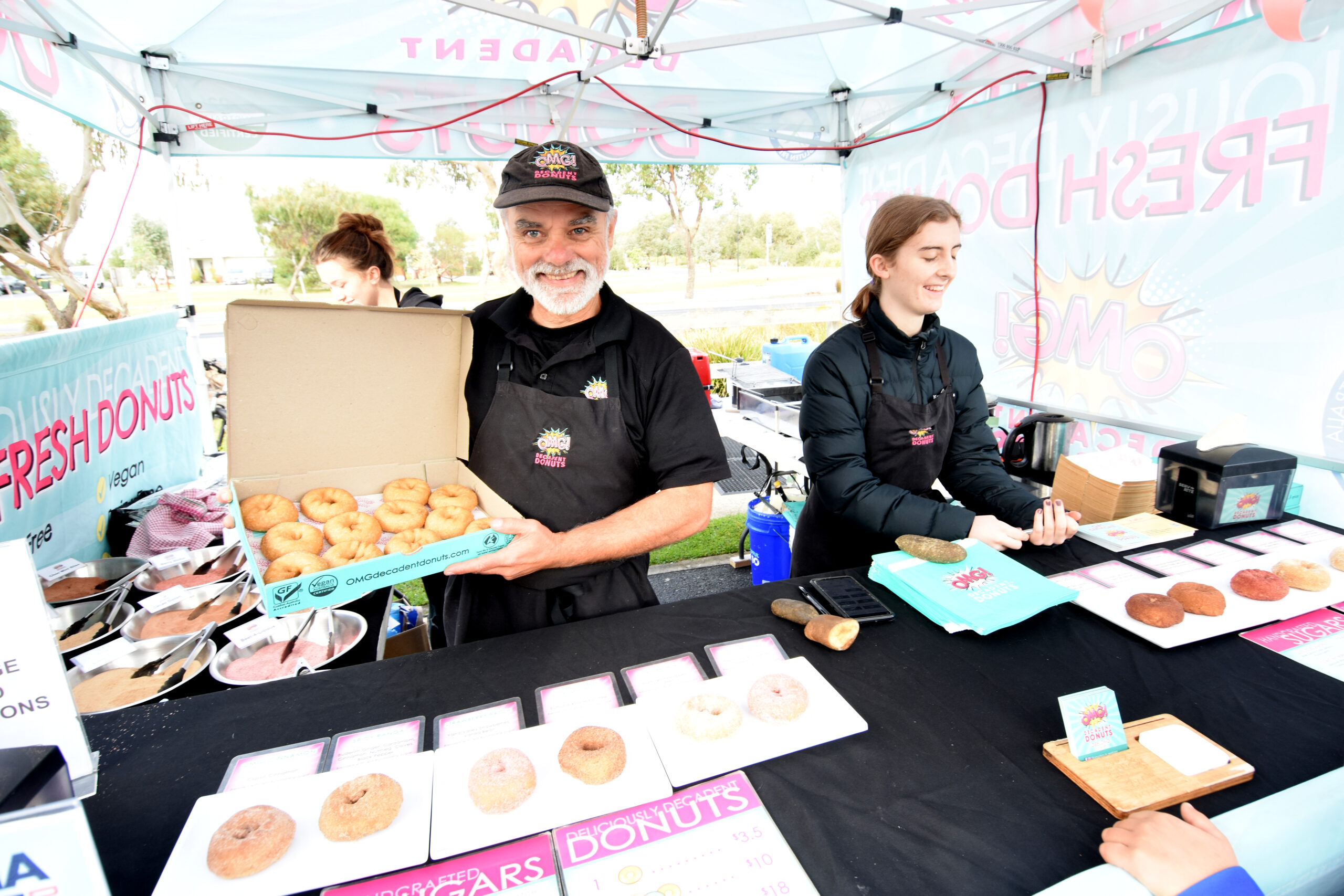 OMG! Decadent Donuts Business Owner in action